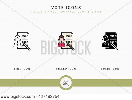 Vote Icons Set Vector Illustration With Solid Icon Line Style. Customer Satisfaction Check Concept. 