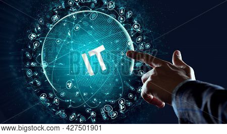 It Consultant Presenting Tag Cloud About Information Technology