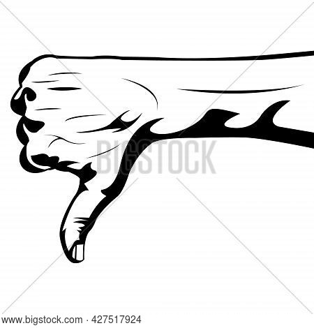 Thumb Down. Rejection Symbol. Failure Symbol. Very Ugly. Very Bad. Black And White. Outline. White B