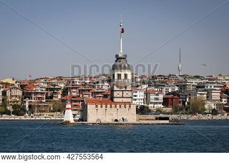 Maidens Tower In Bosphorus Strait, Istanbul City, Turkey