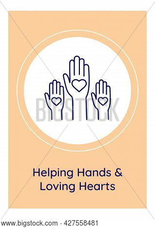 Giving Back Time And Endeavor To Community Postcard With Linear Glyph Icon. Greeting Card With Decor