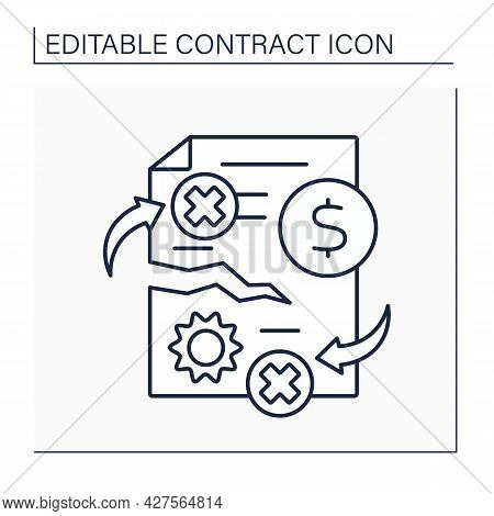Contract Breach Line Icon. Civil Wrong. Violation Of Any Of Agreed-upon Terms And Conditions Of Bind