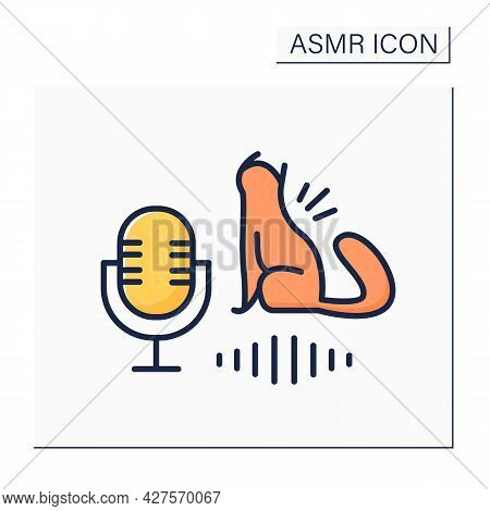 Asmr Color Icon. Calming Sound. Recording Of Cat Purring. Internet Trend Concept. Isolated Vector Il