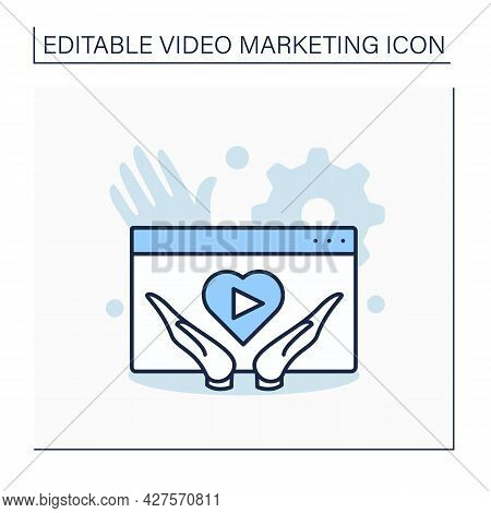 Social Content Videos Line Icon. Social Content Based On Audience Needs. Support, Love, Care. Video 