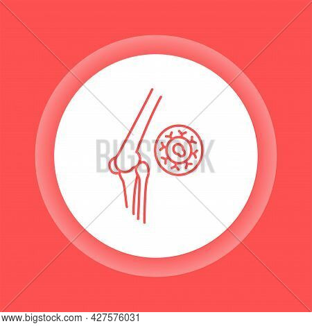 Bone Cancer Color Button Icon. Malignant Neoplasm. Oncology.