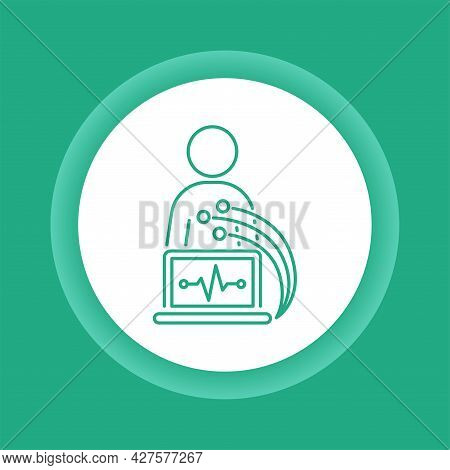Electrocardiogram Color Button Icon. Medical Device For Checking The Patient S