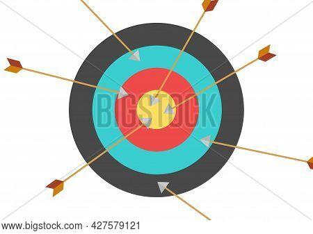 Illustration Of An Archery Target Symbol And Several Arrows Sticking Around It