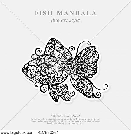 Fish Mandala. Vintage Decorative Elements. Oriental Pattern, Vector Illustration.