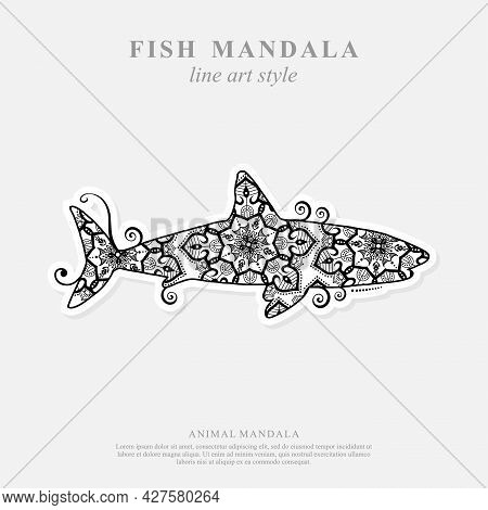 Fish Mandala. Vintage Decorative Elements. Oriental Pattern, Vector Illustration.