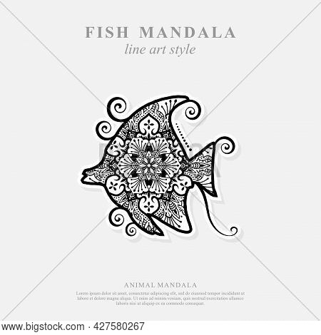 Fish Mandala. Vintage Decorative Elements. Oriental Pattern, Vector Illustration.