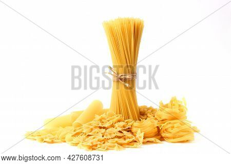 Different Types Of Raw Italian Pasta Close-up