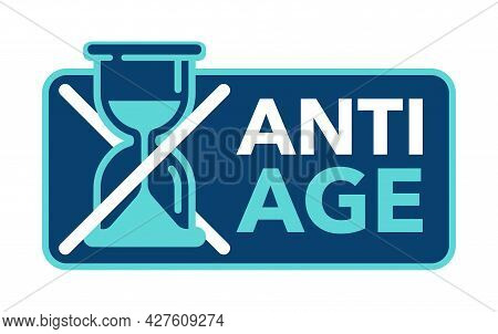 Anti-age Stamp - Badge For Anti-aging Cosmetics Or Cosmetology Products Packaging - Crossed Out Sand