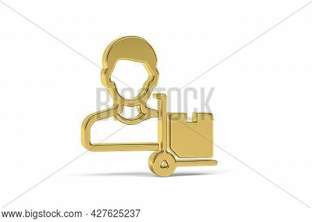 Golden 3d Warehouseman Icon Isolated On White Background - 3d Render