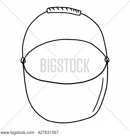 Cute Cartoon Doodle Boiler Isolated On White Background. Hike Inventory. Witch Pan.