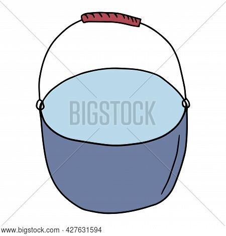 Cute Cartoon Doodle Boiler Isolated On White Background. Hike Inventory. Witch Pan.