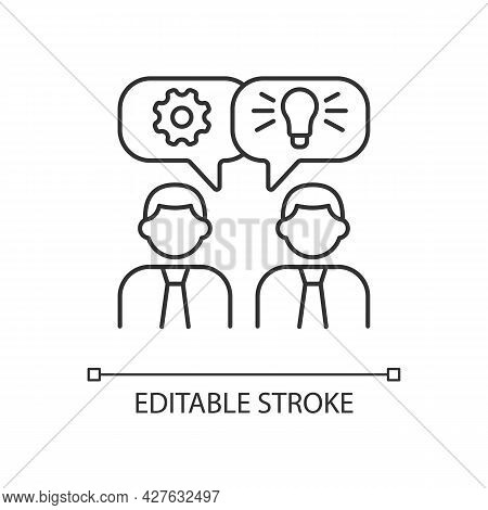 Brainstorming Linear Icon. Generating Ideas In Team. Idea Creation Method For Group Of People. Thin 