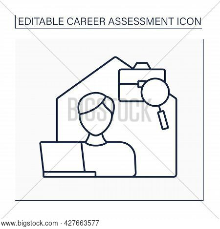 Independence Line Icon. Freelance. Remote Work From Home. Career Assessment Concept. Isolated Vector