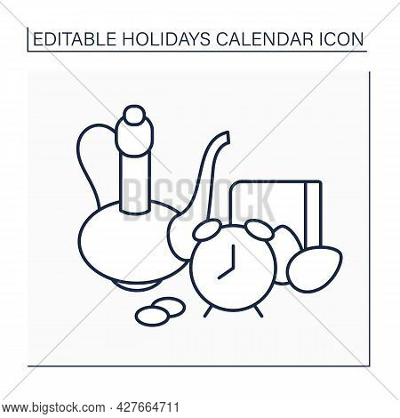 Norooz Line Icon. Iranian New Year.spring Equinox Day. Traditional Celebration. Holidays Calendar Co