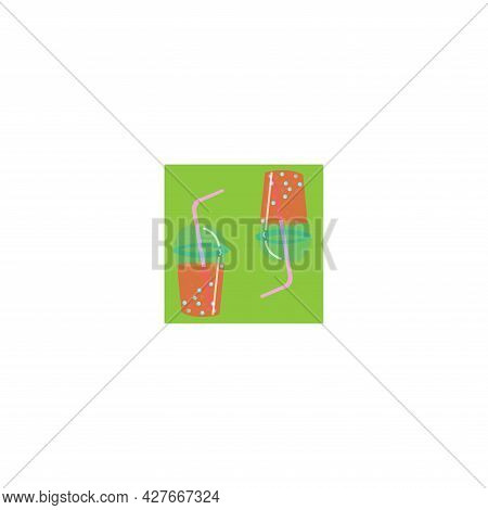 Drink In A Plastic Glass With A Lid And A Straw. Seamless Pattern. Vector Stock Illustration.