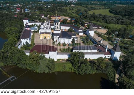 Aerial View Of St. Pafnutiev Borovsky Monastery On A Sunny July Day. Borovsk, Russia