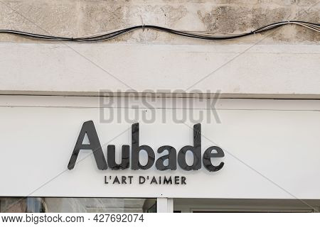 Toulouse , Occitanie France  - 06 25 2021 : Aubade Sign Text Store And Logo Brand Shop On Facade Bou