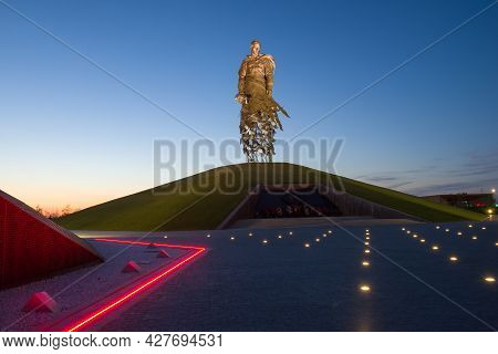 Rzhev, Russia - July 07, 2021: July Night On The Memorial To Soviet Soldiers