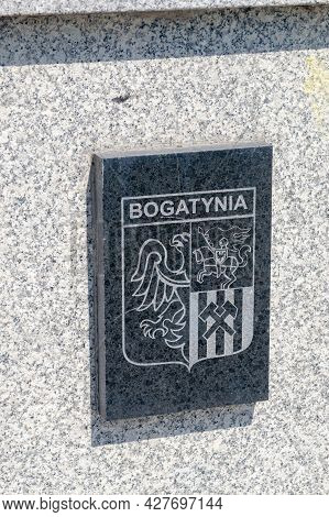 Bogatynia, Poland - June 2, 2021: Coat Of Arms Of Bogatynia.