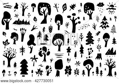 Forest Trees Vector Icon Set , Design Elements