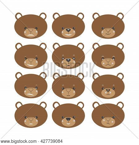 Simple Set Of Bear Vector Lines Icon. Contain Such Icons Simple Bear With Facial Expressions And Mor