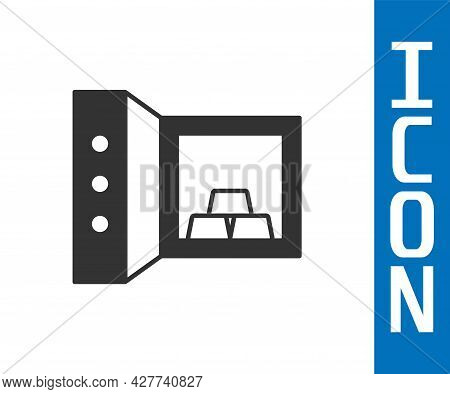 Grey Safe With Gold Bars Icon Isolated On White Background. Precious Metals On Deposit In Bank. Meta