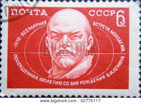 Russland ca. 1970: Briefmarke gedruckt von UdSSR zeigt PortrÃ¤t des sozialistischen Lider Lenin