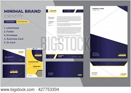 Modern Corporate Brand Identity Set With Letterhead, Business Card, Identity-id Card, And Folder Moc