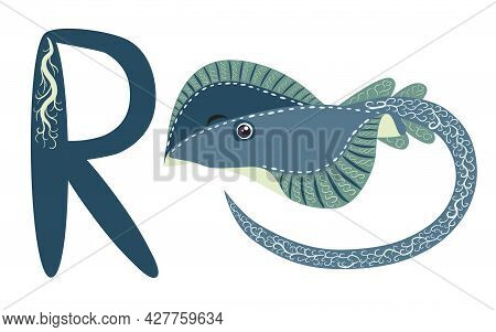 Abc Kids Blue Spotted Sea Animal Cartoon Character Ocean Animal, Cramp Fish Stingray Fish For Illust