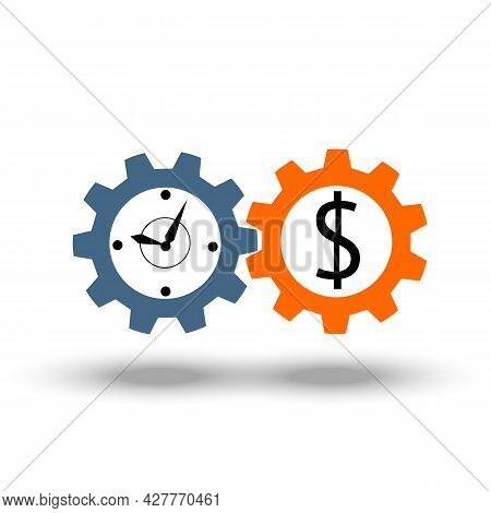 Time Is Money Business Icon Metaphor. Income Growth, Stock Market, Mutual Fund, Timer Of Financial M
