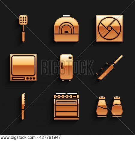 Set Refrigerator, Oven, Salt And Pepper, Frying Pan, Bread Knife, Electronic Scales, Ventilation And