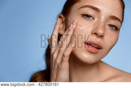 Skin Care Beauty, Women. Sensual Young Redhead Girl With Perfect, Flawless Skin, Glowing Healthy Fac