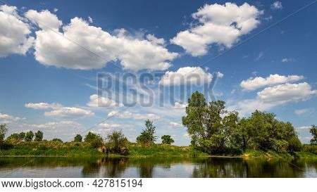 Summer Day Over Warta River In Warta Landscape Park, Lad, Poland.