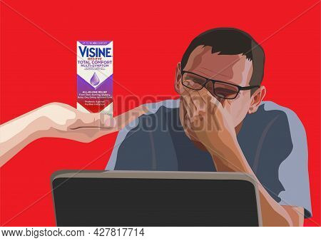 Color Illustration Of Eye Drops Advertising Poster