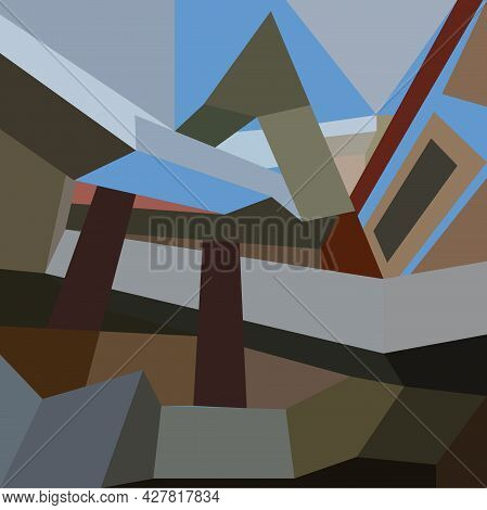 Illustration For Wall Paintings In The Style Of Cubism