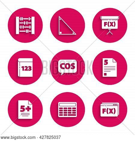Set Mathematics Function Cosine, Calculator, Function Mathematical Symbol, Test Exam Sheet, Book Wit
