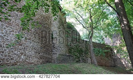 Ruins Of Helfstyn Castle In The Czech Republic. View On The Fortifications Of The Third Courtyard.