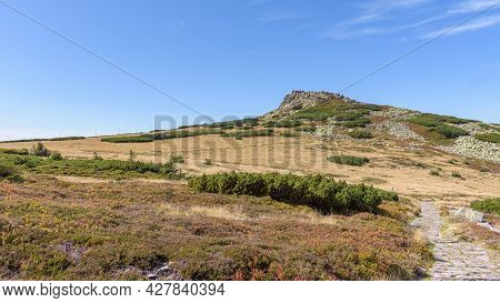 Summer View Of The Rocky Summit Of The Labski Szczyt In Polish Giant Mountains