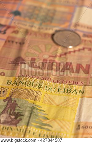 A Composition Of Lebanese Lira Ll. Lebanese Pound Lbp Banknotes And Coins Providing Great Options To