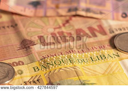 A Composition Of Lebanese Lira Ll. Lebanese Pound Lbp Banknotes And Coins Providing Great Options To