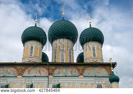 The Ancient Cathedral Of The Resurrection Of Christ Close Up On A Sunny July Day. Tutaev Romanov-bor