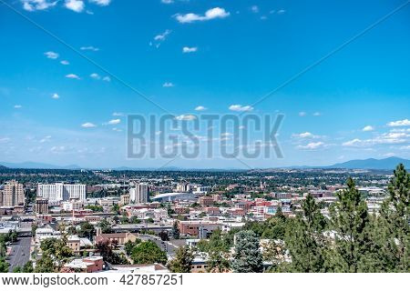 City Skyline And Streets Of Spokane Washington