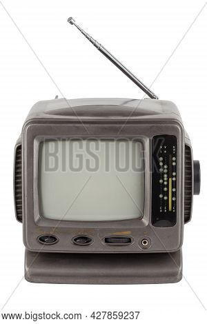 Old 5.5 Inch Protable Analog Crt Tv Unit Isolated On White