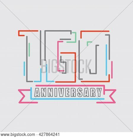 160th Years Anniversary Logo Birthday Celebration Abstract Design Vector Illustration. Eps 10