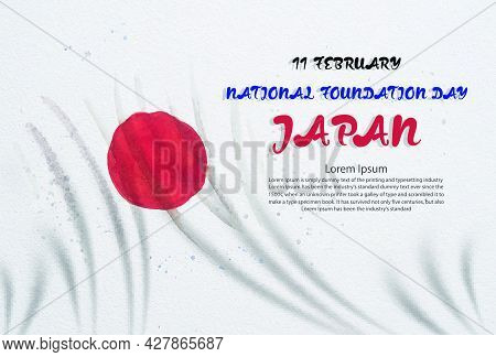 Watercolor Painting Japan Flag National Foundation Day Greeting Card, Paintings Illustration Anniver