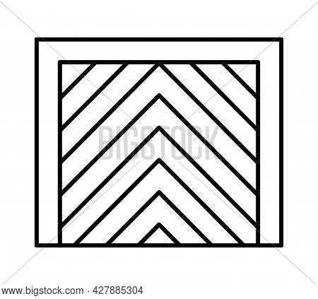 Tilt Up Canopy Garage Door. Black & White Vector Illustration. Line Icon Of Closed Warehouse Gate. S